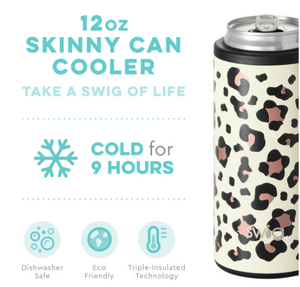 Swig 12oz Skinny Can Cooler-Luxy Leopard
