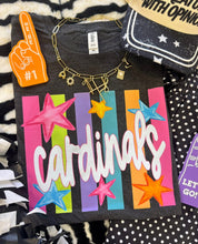 Load image into Gallery viewer, Neon Rainbow Stars Mascot Tee *Multiple Mascots Available*