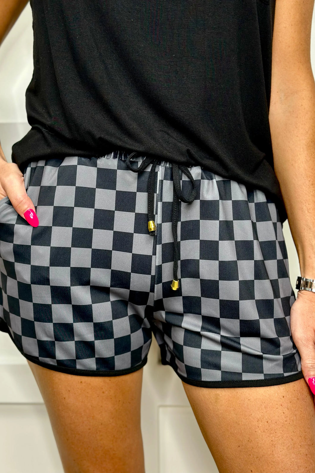 Black & Gray Checkered Everyday Shorts