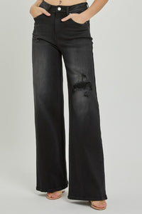 Time After Time Risen Distressed Wide Leg Jeans