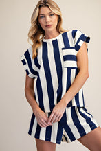 Load image into Gallery viewer, Always In Style Striped Set-Navy