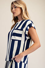Load image into Gallery viewer, Always In Style Striped Set-Navy