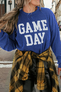 Blue Ribbed Game Day Shirt