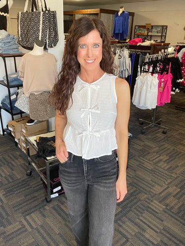 River Sleeveless Self Tie Bow Top