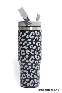 30 Oz. Printed Stainless Steel Flip Straw Tumbler