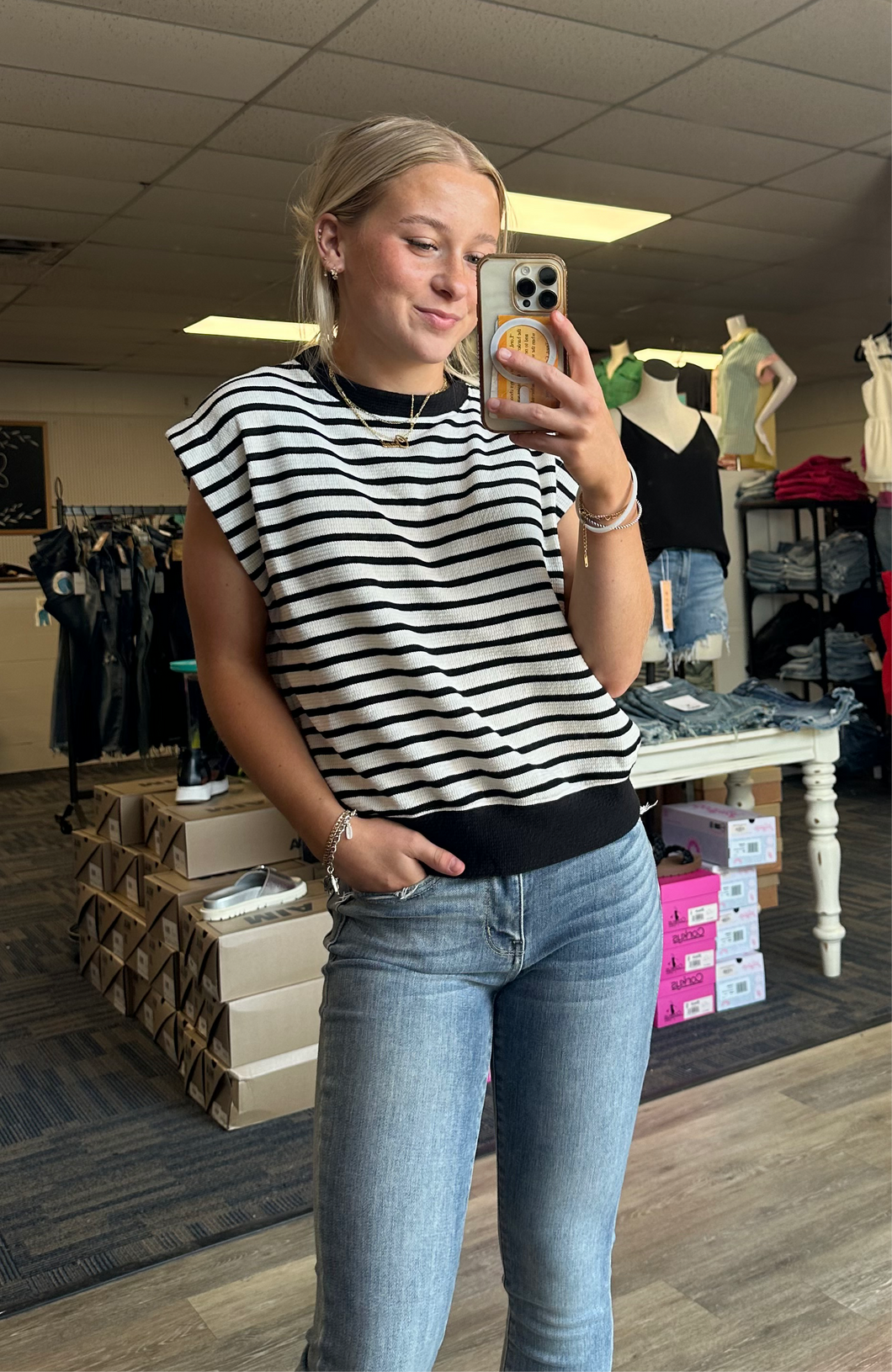 It’s A Must Striped Cloudy Knit Top