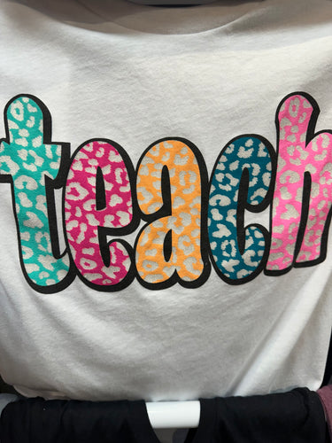 Leopard Glitter Teach Graphic Tee