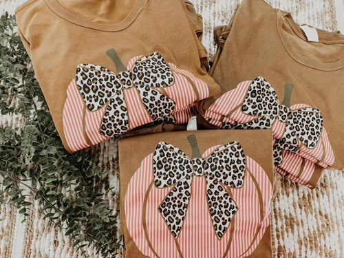Striped and Leopard Pumpkin Graphic Tee