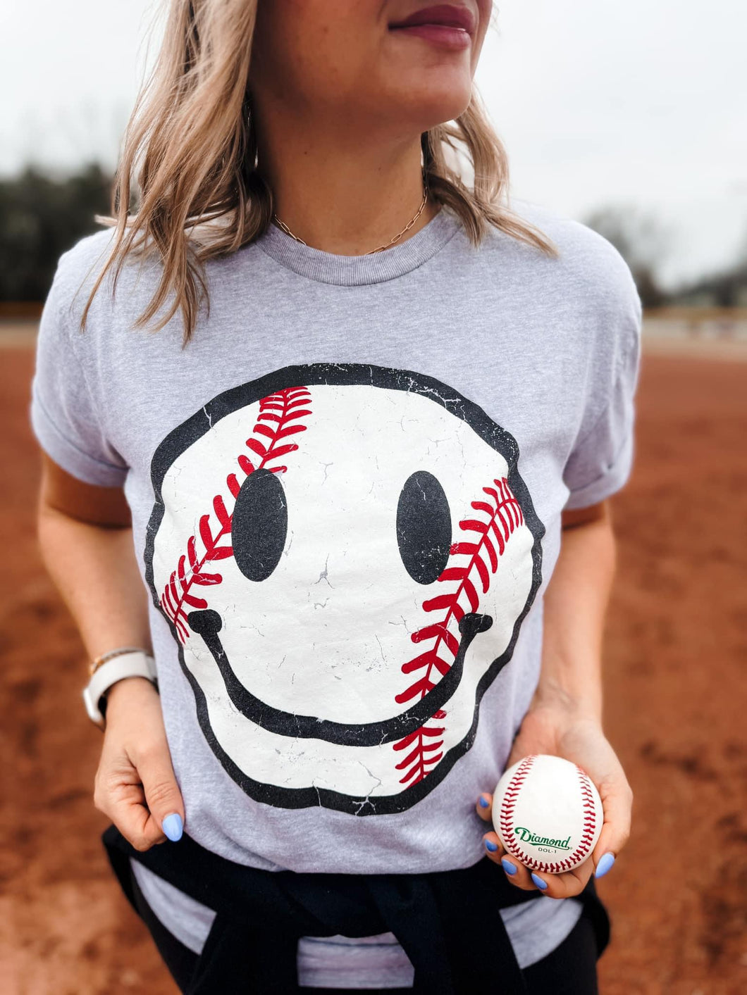 Softball/Baseball Smiley Graphic Tee