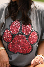 Load image into Gallery viewer, Red and Black Faux Glitter Paw Print Graphic Tee *Pre-Order*