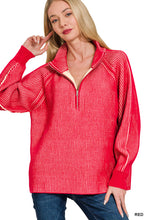Load image into Gallery viewer, Warm Intentions Exposed Seam 1/2 Zip Sweater-Multiple Colors Available