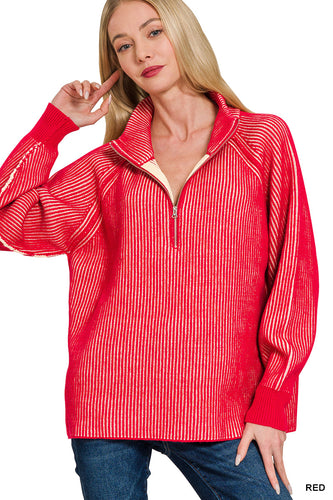 Warm Intentions Exposed Seam 1/2 Zip Sweater-Multiple Colors Available
