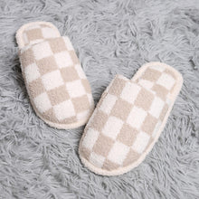 Load image into Gallery viewer, Comfy Luxe Checkerd Slippers-Multiple Colors Available