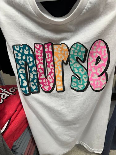 Leopard Glitter Nurse Graphic Tee