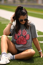 Load image into Gallery viewer, Red and Black Faux Glitter Paw Print Graphic Tee *Pre-Order*