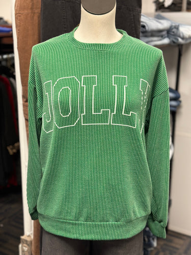 Green Jolly Ribbed Long Sleeve-Matching Bottoms Available