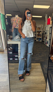 River Sleeveless Self Tie Bow Top