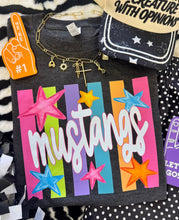 Load image into Gallery viewer, Neon Rainbow Stars Mascot Tee *Multiple Mascots Available*