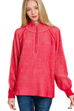 Load image into Gallery viewer, Warm Intentions Exposed Seam 1/2 Zip Sweater-Multiple Colors Available