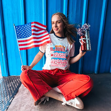 Load image into Gallery viewer, HBD USA Ringer Graphic Tee