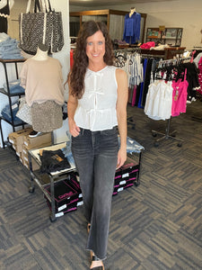 River Sleeveless Self Tie Bow Top