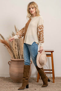 Mix It Up Leopard Colorblock Sweater-2 Colors Available