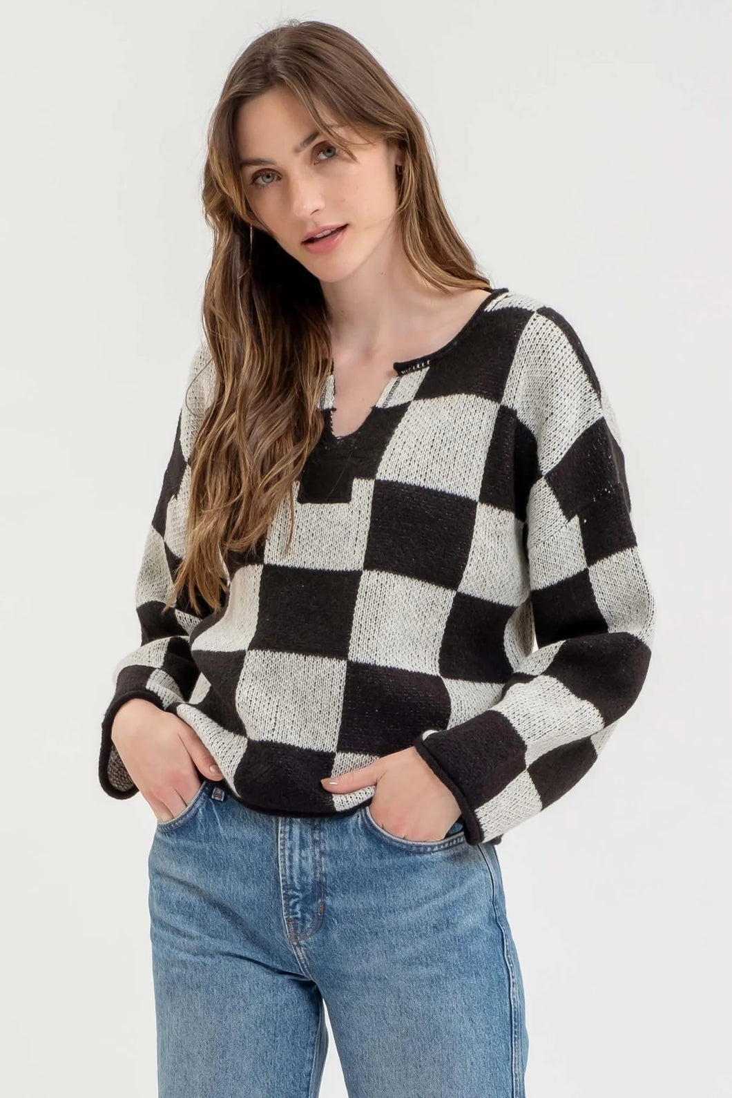 In It To Trend It Checkered Sweater