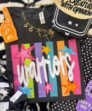 Load image into Gallery viewer, Neon Rainbow Stars Mascot Tee *Multiple Mascots Available*