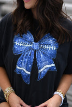 Load image into Gallery viewer, Faux Flitter Football Bow Graphic Tee *Pre-Order*