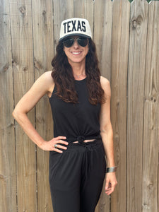 Black Texas Hat with 3D Embroidery