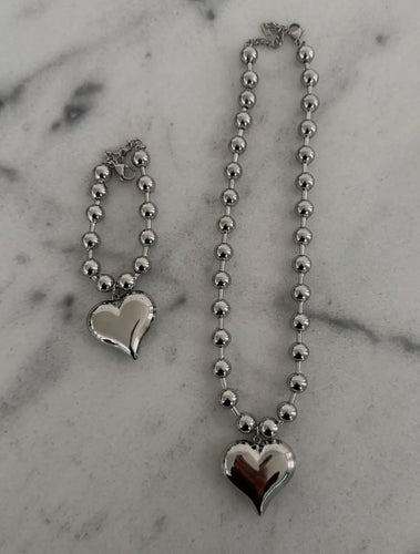Silver Bubble Heart Necklace