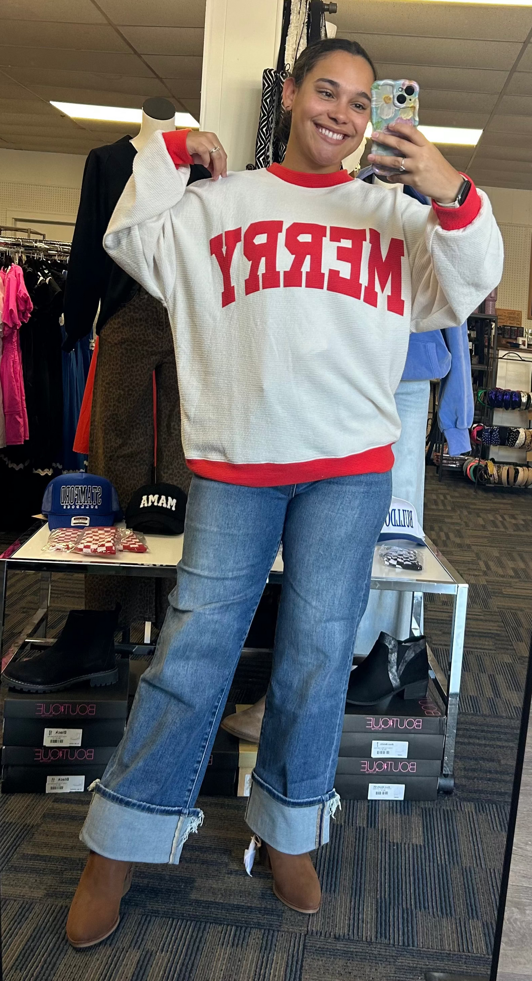 Merry Cloudy Knit Ringer Long Sleeve