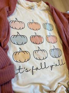 Happy Fall Yall Pastel Pumpkin Graphic Tee