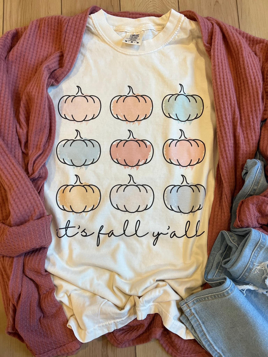 Happy Fall Yall Pastel Pumpkin Graphic Tee