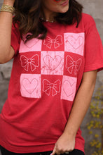 Load image into Gallery viewer, Checkered Bows and Hearts Graphic Tee