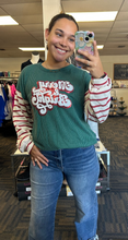 Load image into Gallery viewer, Merry &amp; Bright Candy Stripe Long Sleeve Top