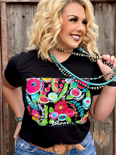 Callie Ann Bloom Vneck Graphic Tee