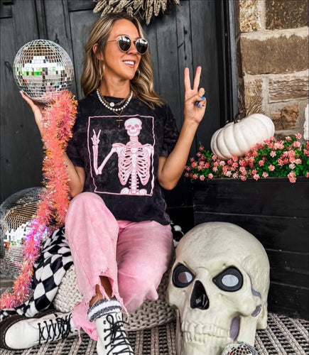 Peace Skelly Mineral Wash Graphic Tee