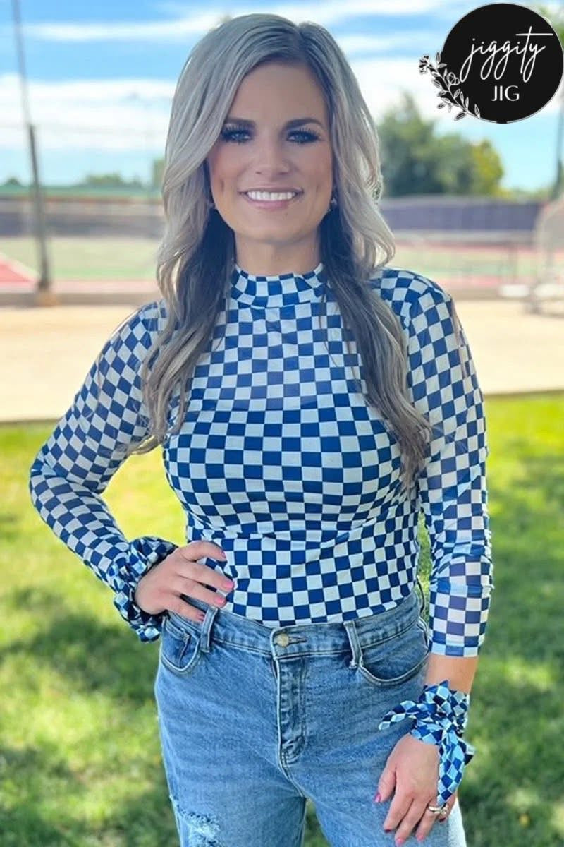 Pep Rally Mesh Top in Blue- Youth and Adult