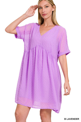 Simple Swiss Dot Babydoll Dress-Multiple Colors Available