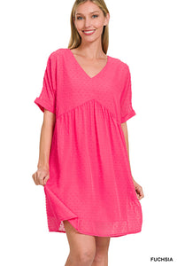 Simple Swiss Dot Babydoll Dress-Multiple Colors Available