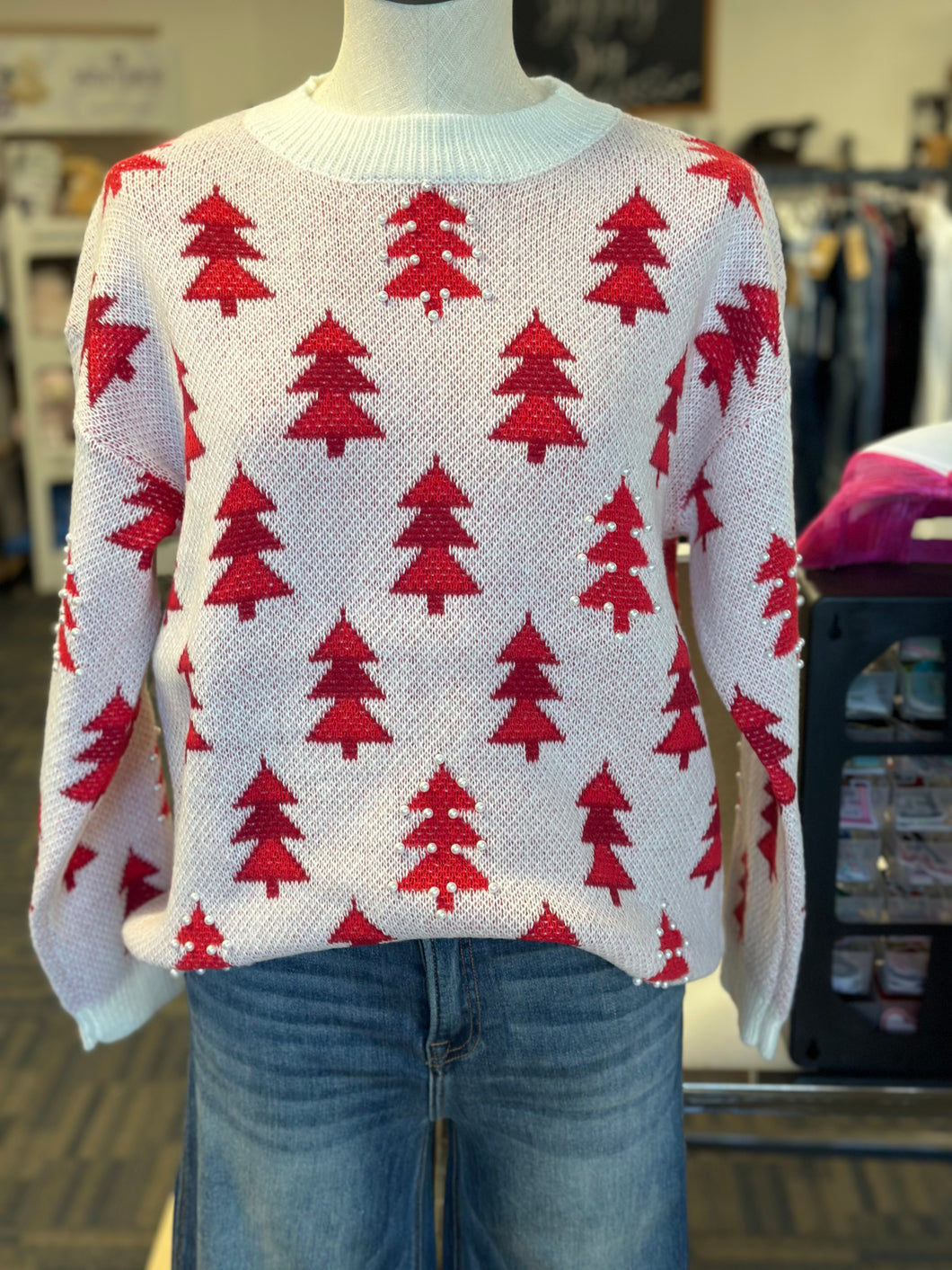 Christmas Tree Pearl Sweater-2 Colors Available