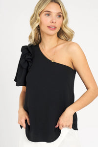 Ready For Sunshine One Shoulder Ruffle Top-Multiple Colors Available