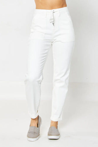 Making Life Easy Judy Blue White Joggers