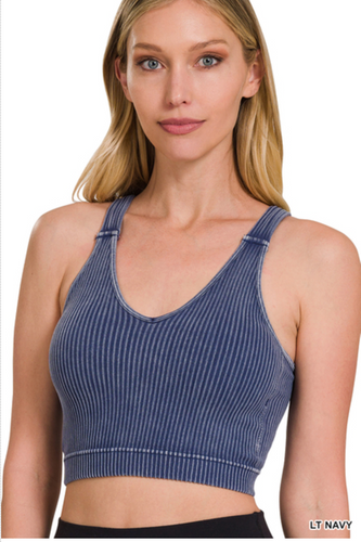 Ribbed Cropped Bra Tank-2 Colors Available