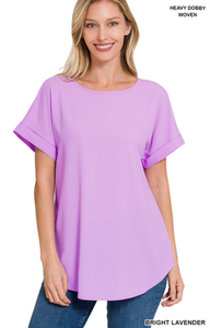 *Deals & Steals* Rolled Sleeve Top-Multiple Colors Available