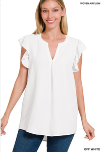 Down Memory Lane Ruffled Sleeve Top-Multiple Colors Available