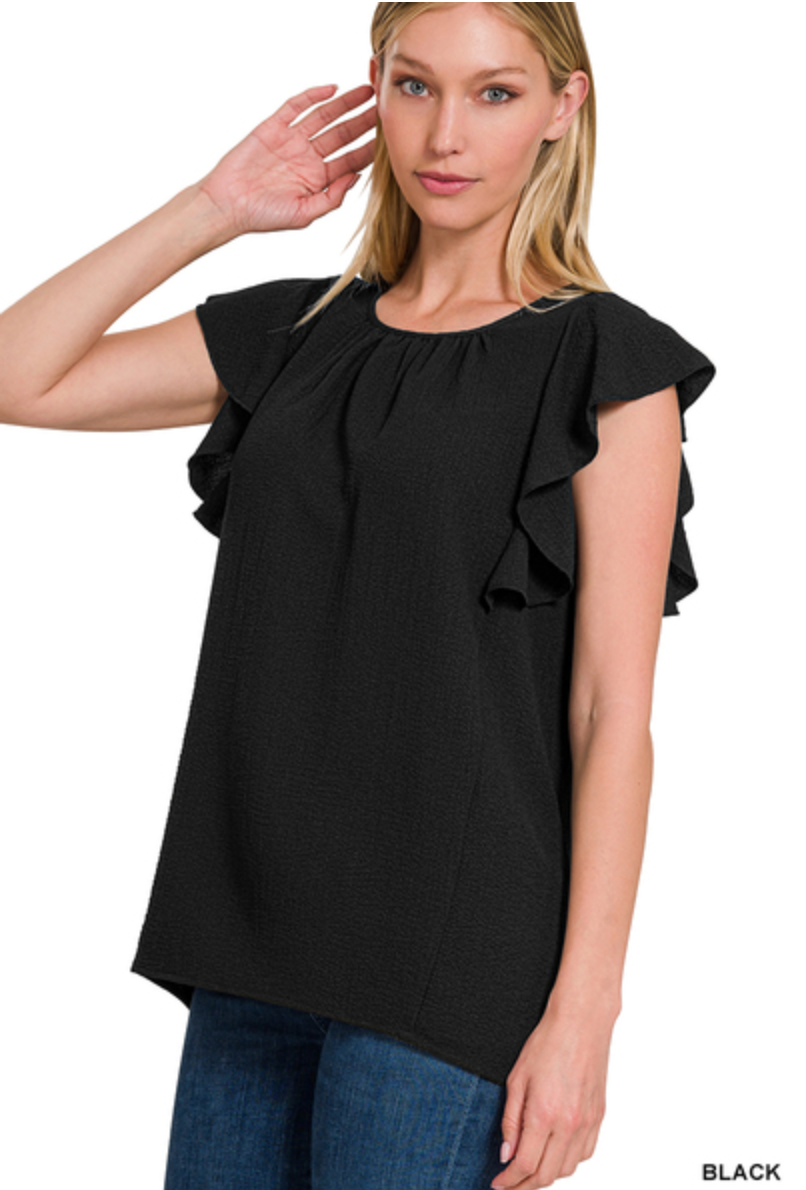 Love To Know You Ruffle Sleeve Top-Multiple Colors Available