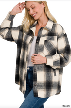 Load image into Gallery viewer, Get Cozy Plaid Shacket in Black