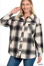 Load image into Gallery viewer, Get Cozy Plaid Shacket in Black